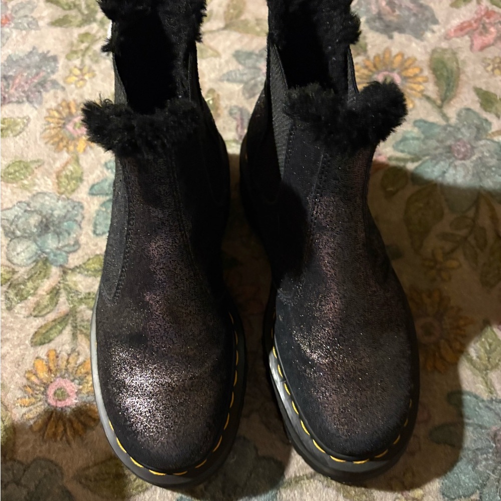 Dr. Martens Black Ankle Boots with Yellow Stitching